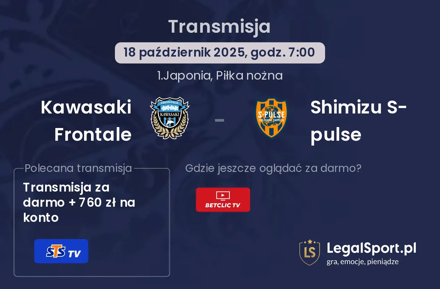 Kawasaki Frontale - Shimizu S-pulse gdzie oglądać?