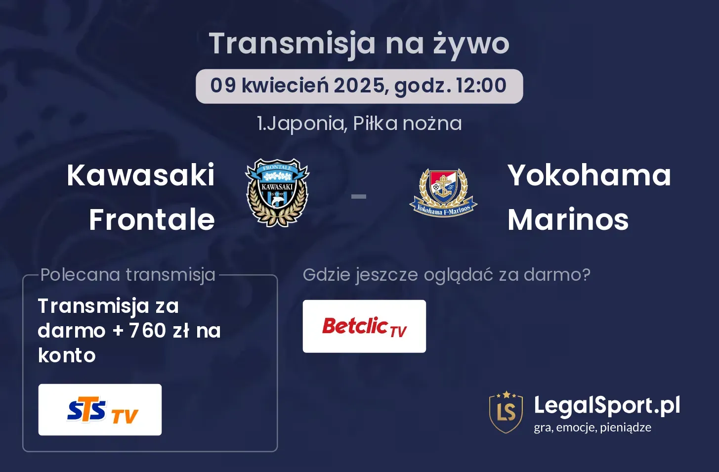 Kawasaki Frontale - Yokohama Marinos gdzie oglądać?
