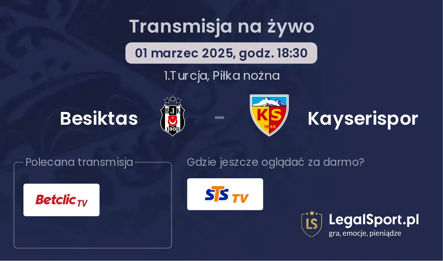 Besiktas - Kayserispor gdzie oglądać?