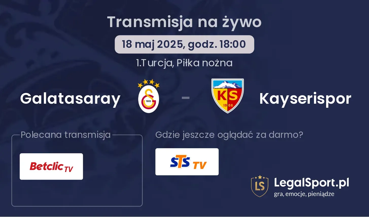 Galatasaray - Kayserispor gdzie oglądać transmisję?