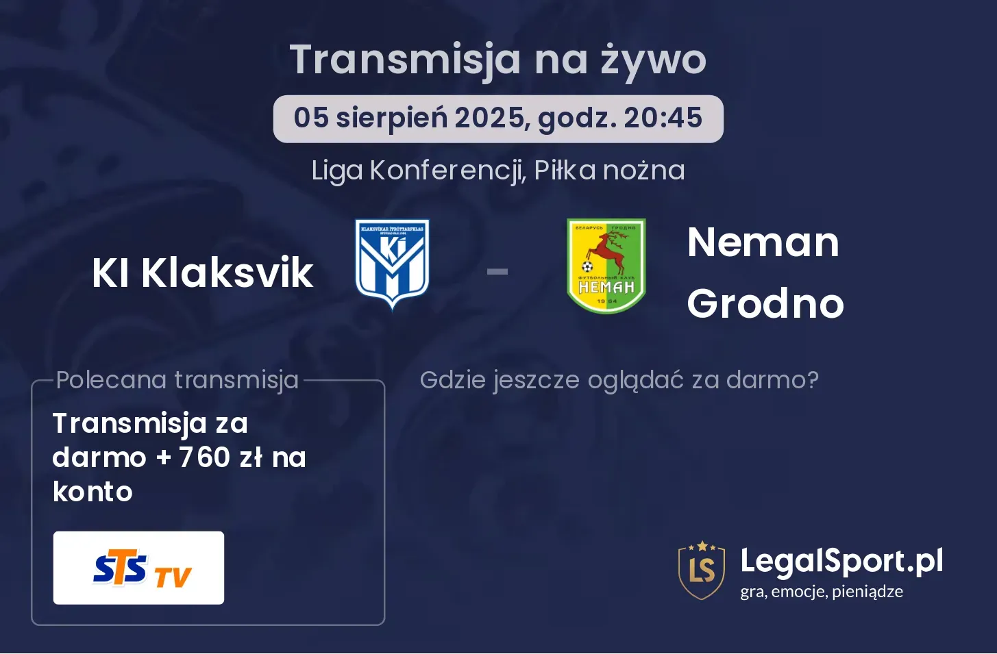KI Klaksvik - Neman Grodno gdzie oglądać?