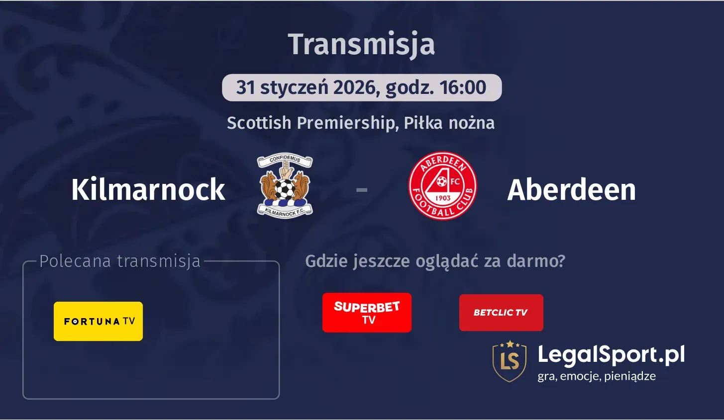 Kilmarnock - Aberdeen Transmisje