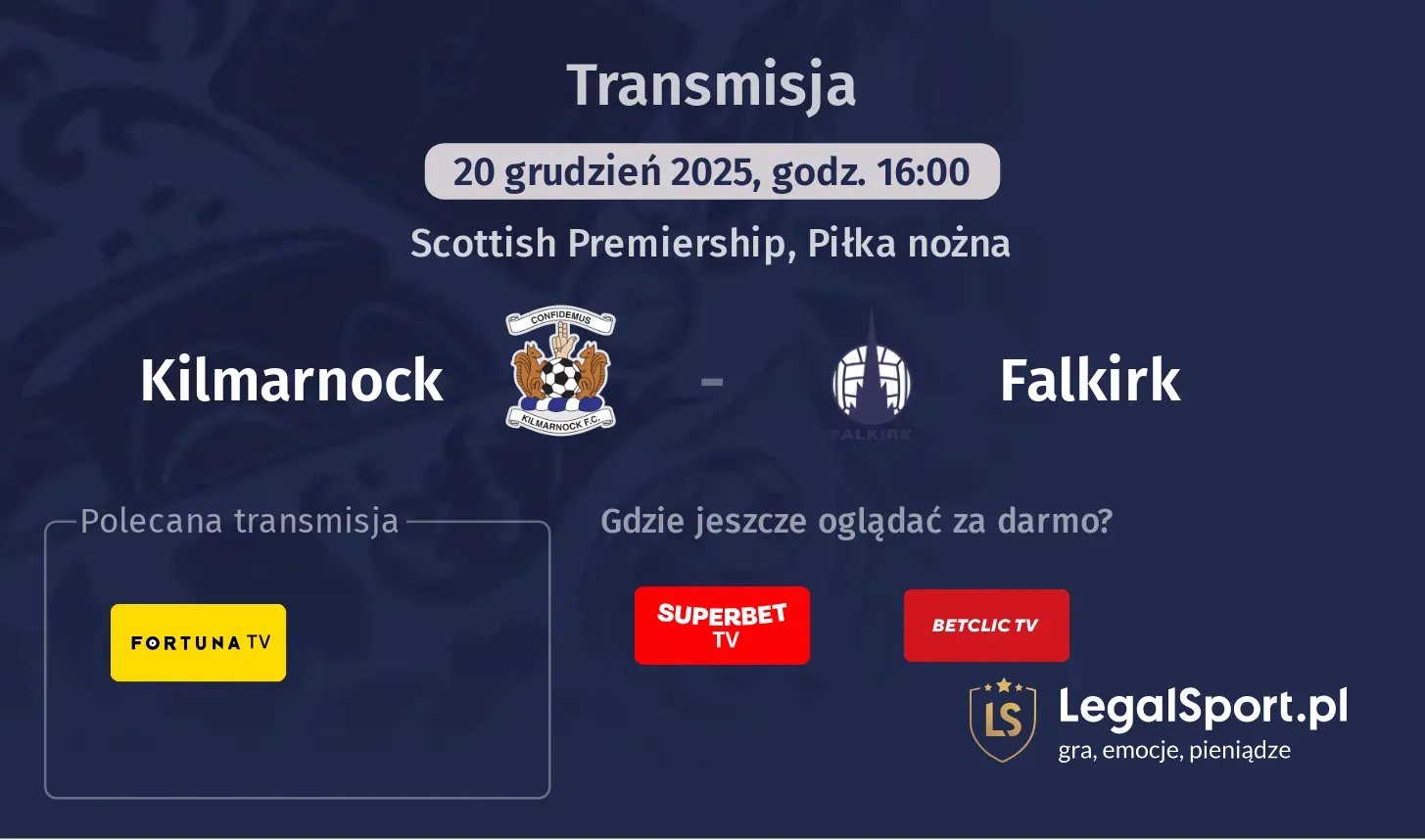 Kilmarnock - Falkirk Transmisje