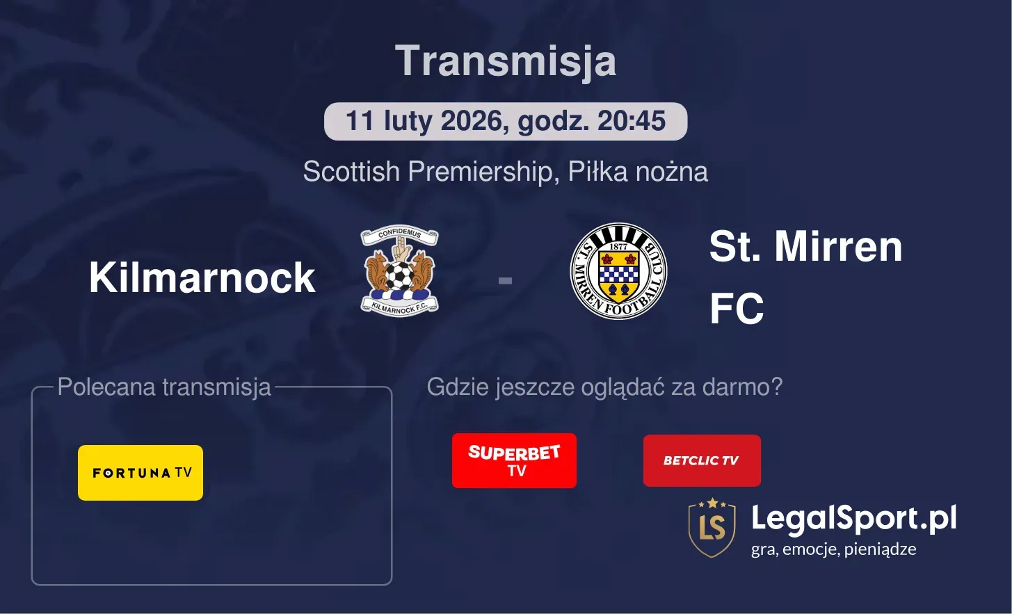 Kilmarnock - St. Mirren FC Transmisje