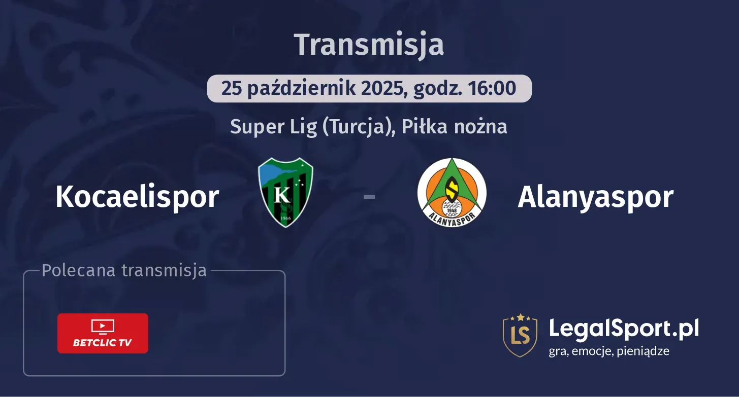 Kocaelispor - Alanyaspor Transmisje