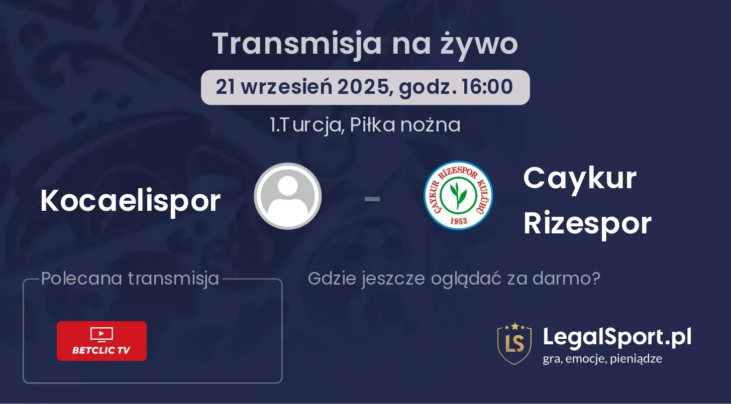 Kocaelispor - Caykur Rizespor gdzie oglądać?