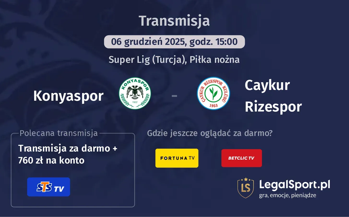 Konyaspor - Caykur Rizespor Transmisje