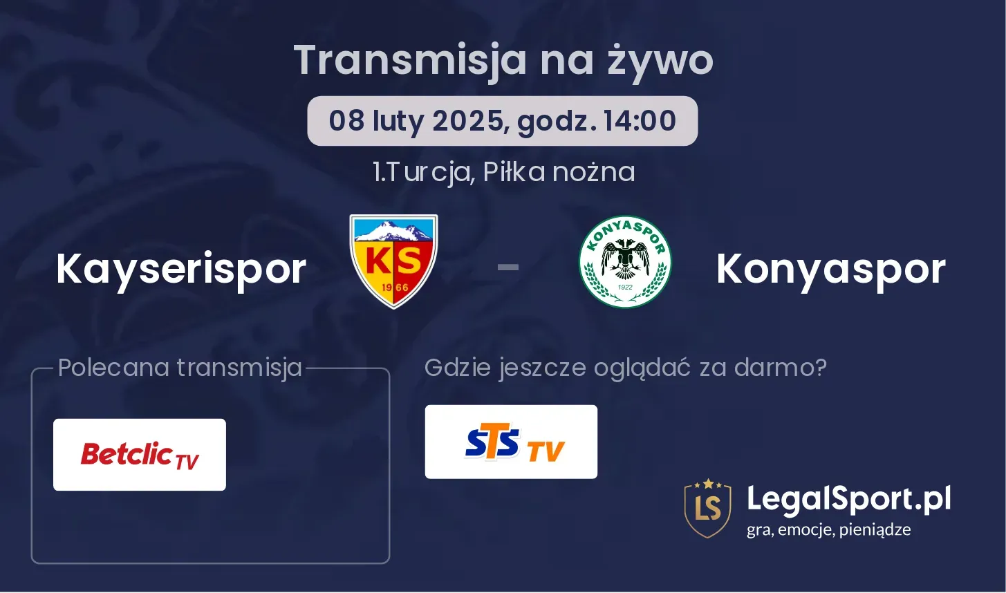 Kayserispor - Konyaspor gdzie oglądać transmisję?