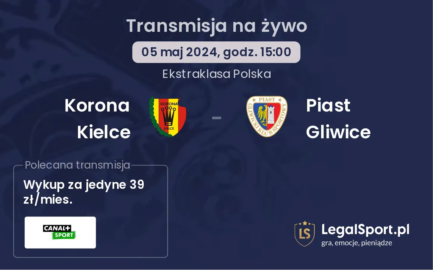 Korona Kielce - Piast Gliwice transmisja na żywo