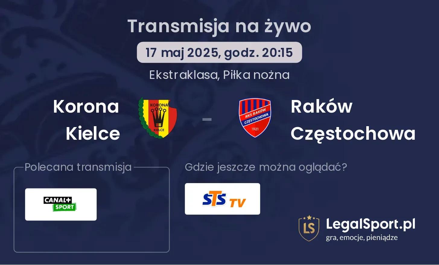 Korona Kielce - Raków Częstochowa transmisja na żywo