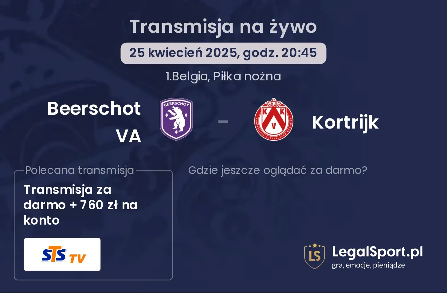 Beerschot VA - Kortrijk gdzie oglądać transmisję?