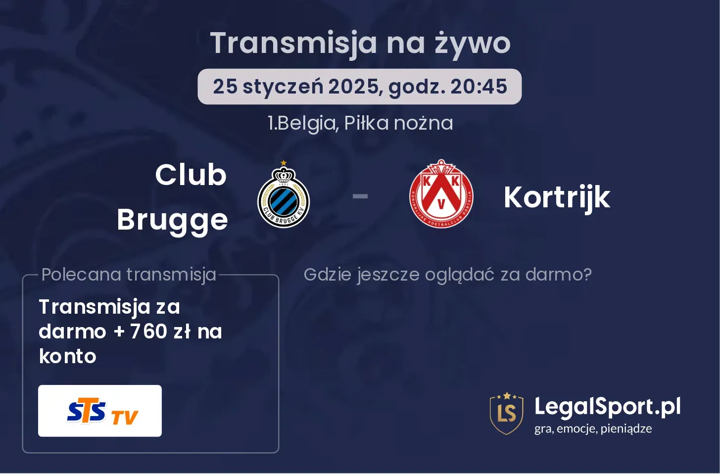Club Brugge - Kortrijk gdzie oglądać?