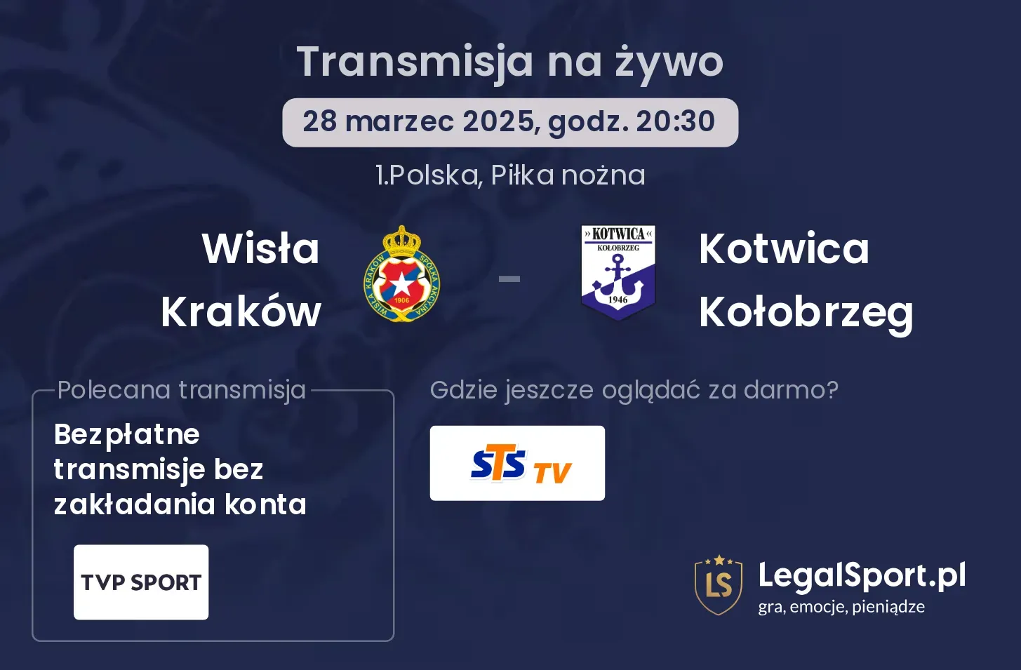 Wisła Kraków - Kotwica Kołobrzeg gdzie oglądać?