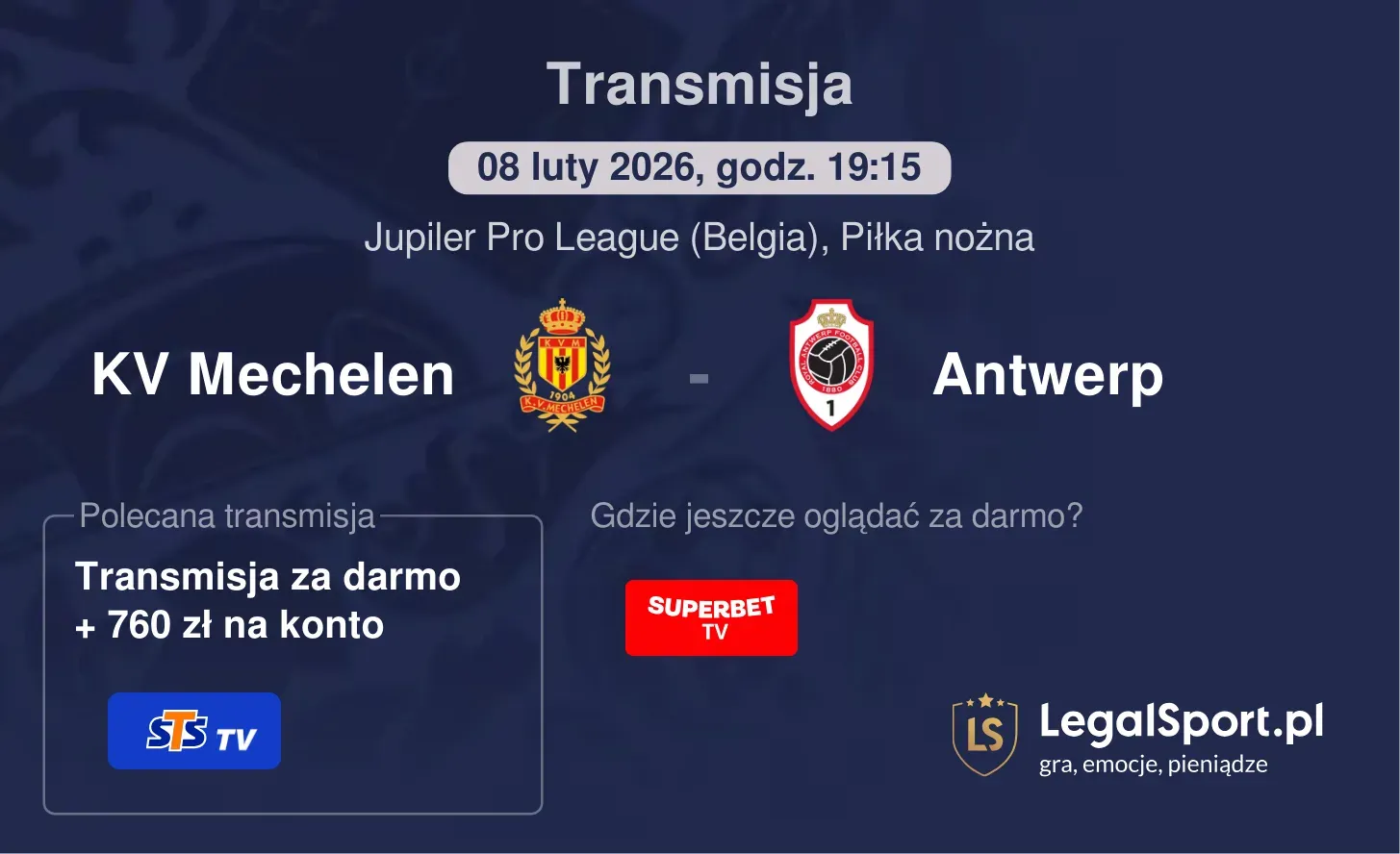 KV Mechelen - Antwerp Transmisje