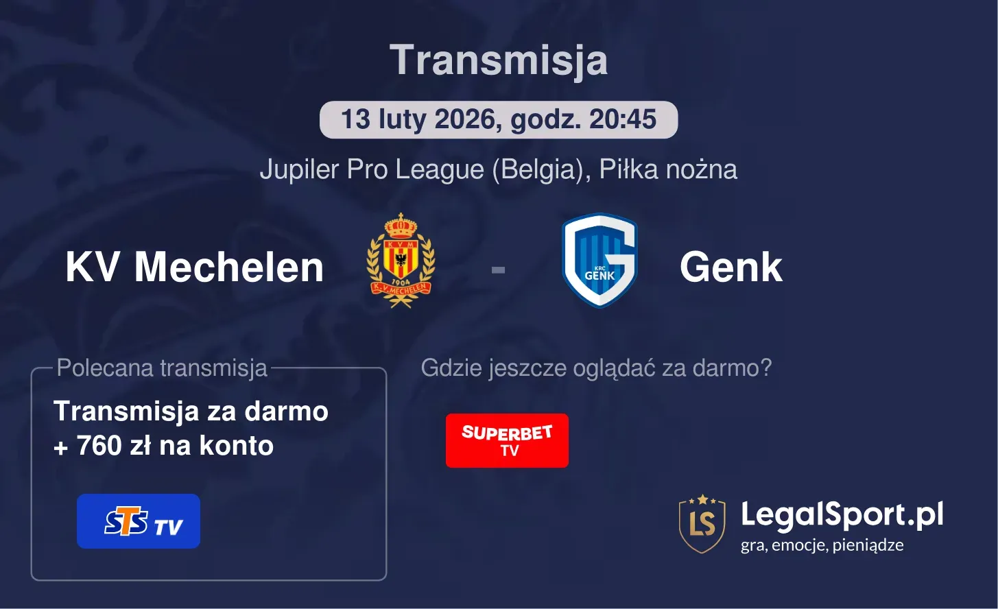 KV Mechelen - Genk Transmisje