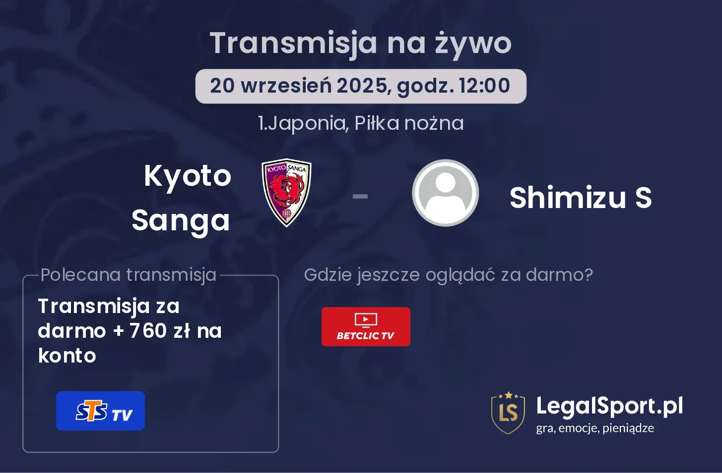 Kyoto Sanga - Shimizu S transmisja na żywo