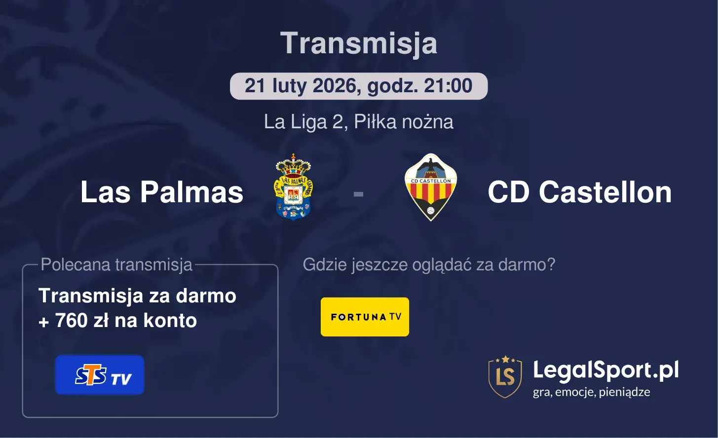 Las Palmas - CD Castellon Transmisje