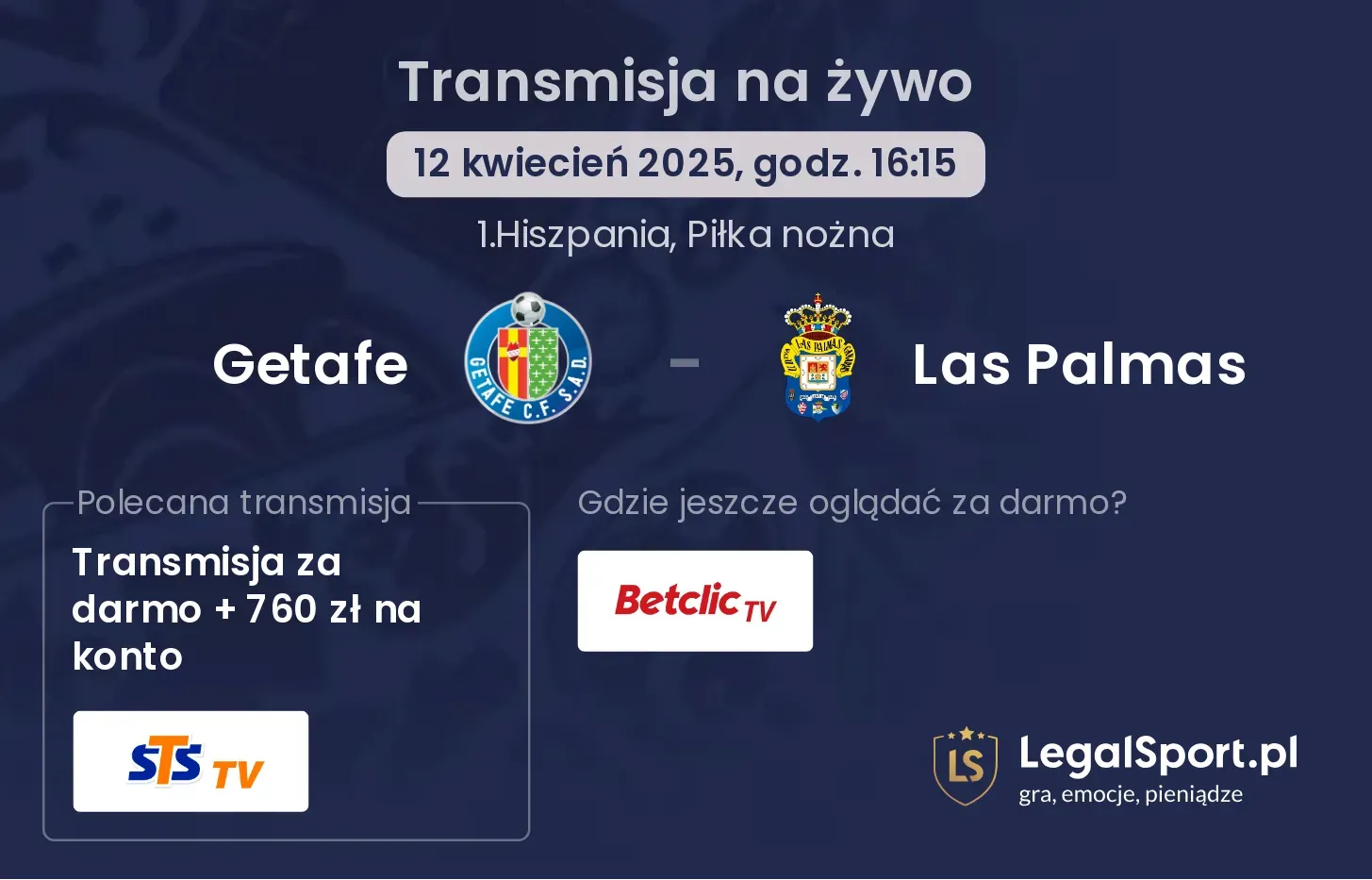 Getafe - Las Palmas gdzie oglądać transmisję?
