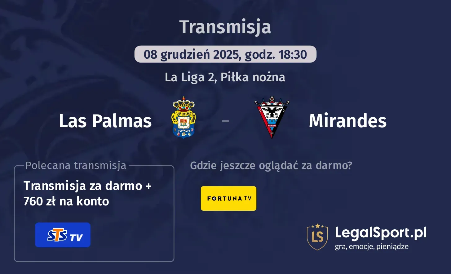 Las Palmas - Mirandes Transmisje