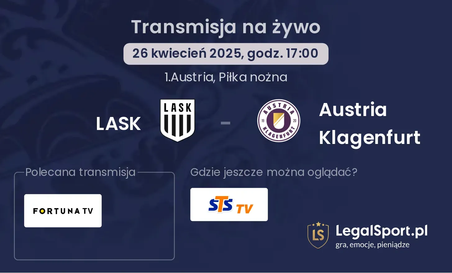 LASK - Austria Klagenfurt gdzie oglądać?