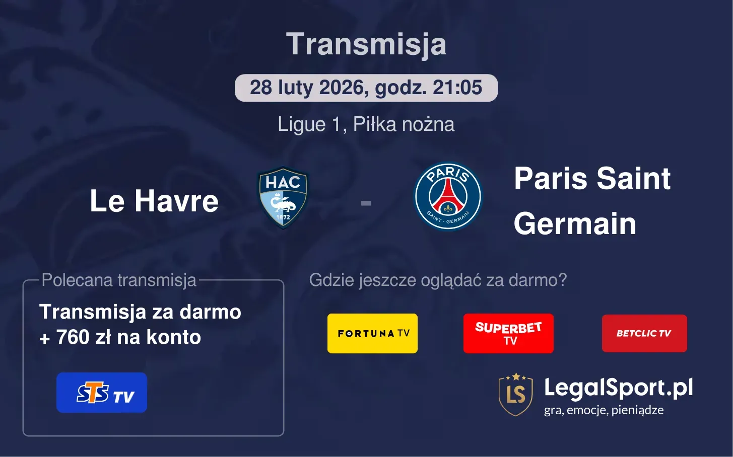 Le Havre - Paris Saint Germain Transmisje