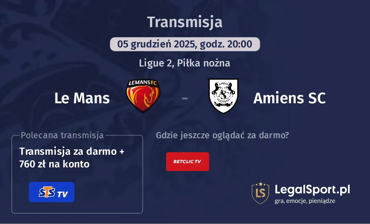 Le Mans - Amiens SC Transmisje