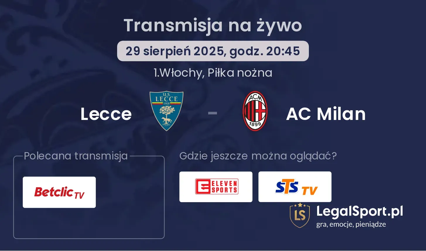 Lecce - AC Milan transmisja na żywo