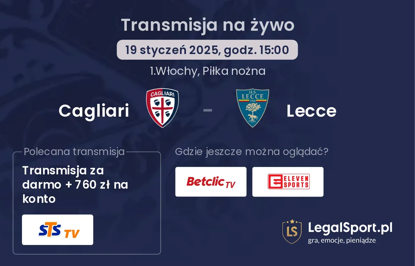 Cagliari - Lecce gdzie oglądać?