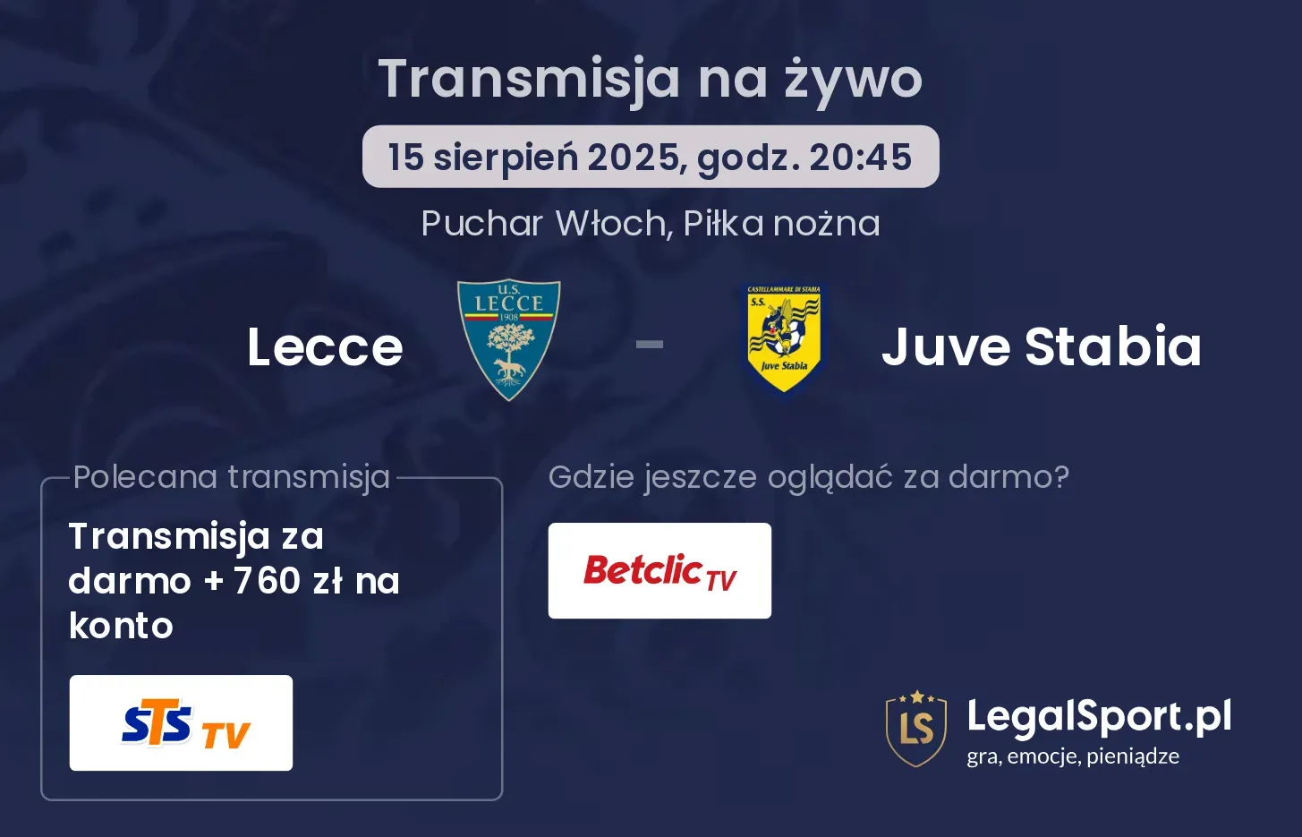 Lecce - Juve Stabia transmisja na żywo