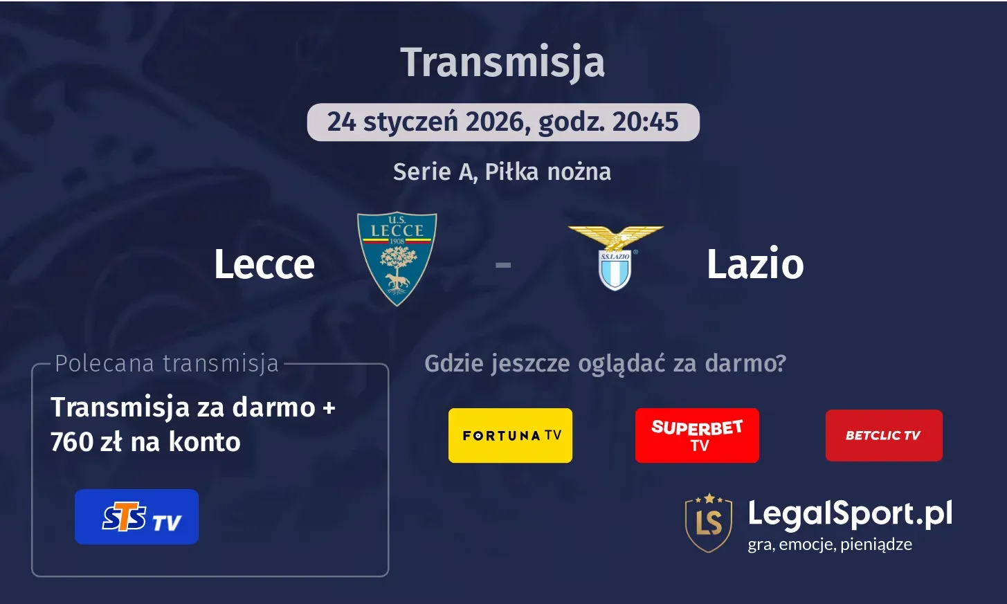 Lecce - Lazio Transmisje