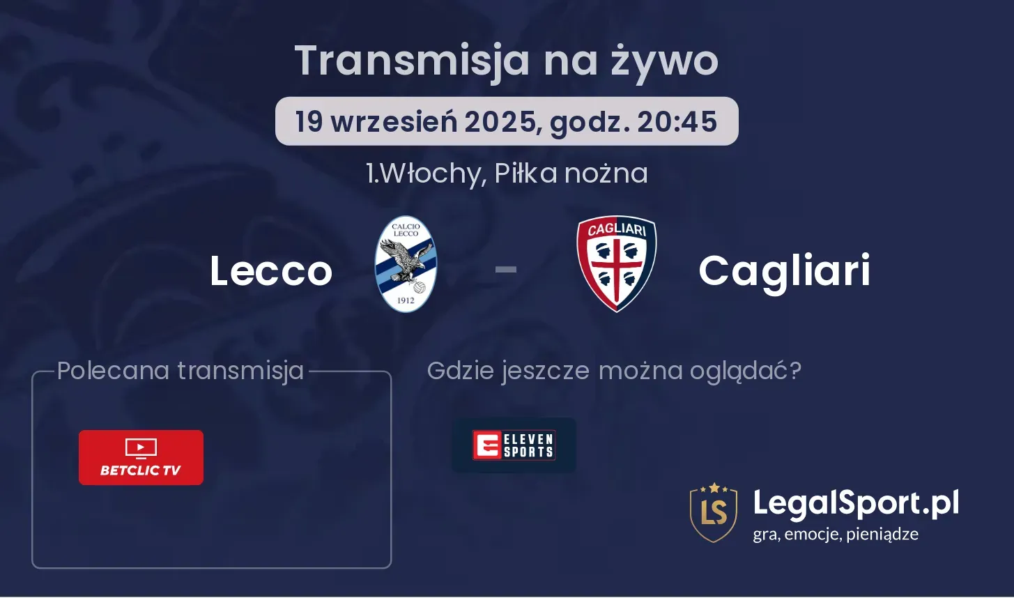 Lecco - Cagliari transmisja na żywo