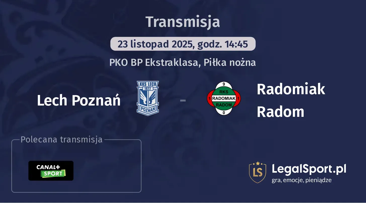 Lech Poznań - Radomiak Radom Transmisje