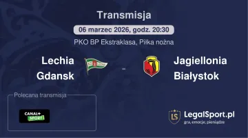 Lechia Gdansk - Jagiellonia Białystok gdzie oglądać (06.03.2026, 20:30)
