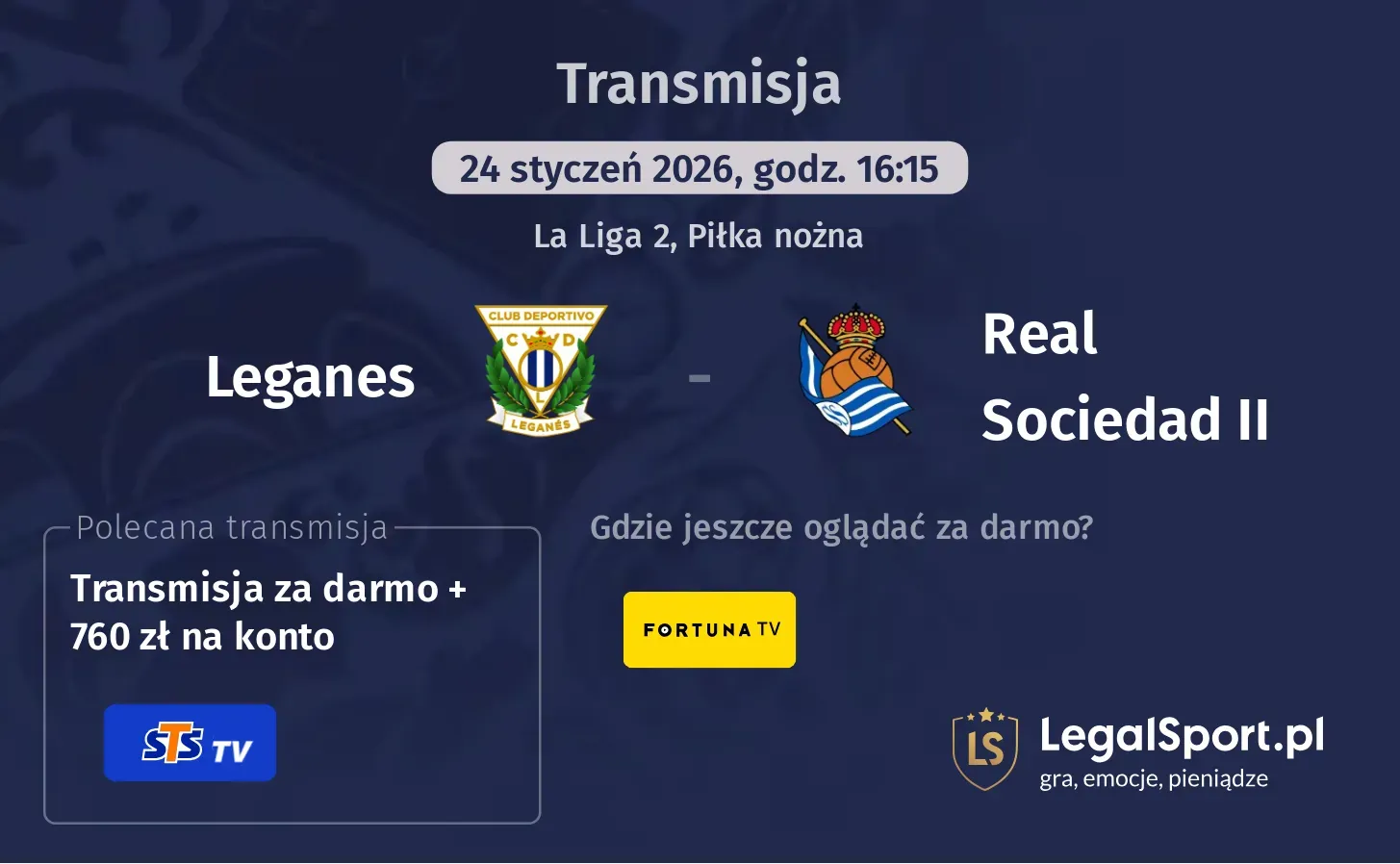 Leganes - Real Sociedad II Transmisje