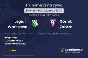 Legia II Warszawa - Górnik Zabrze gdzie oglądać?