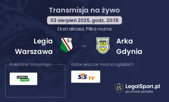Legia Warszawa - Arka Gdynia gdzie oglądać?