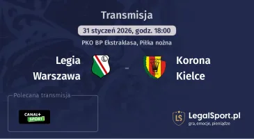 Legia Warszawa - Korona Kielce gdzie oglądać? (31.01)