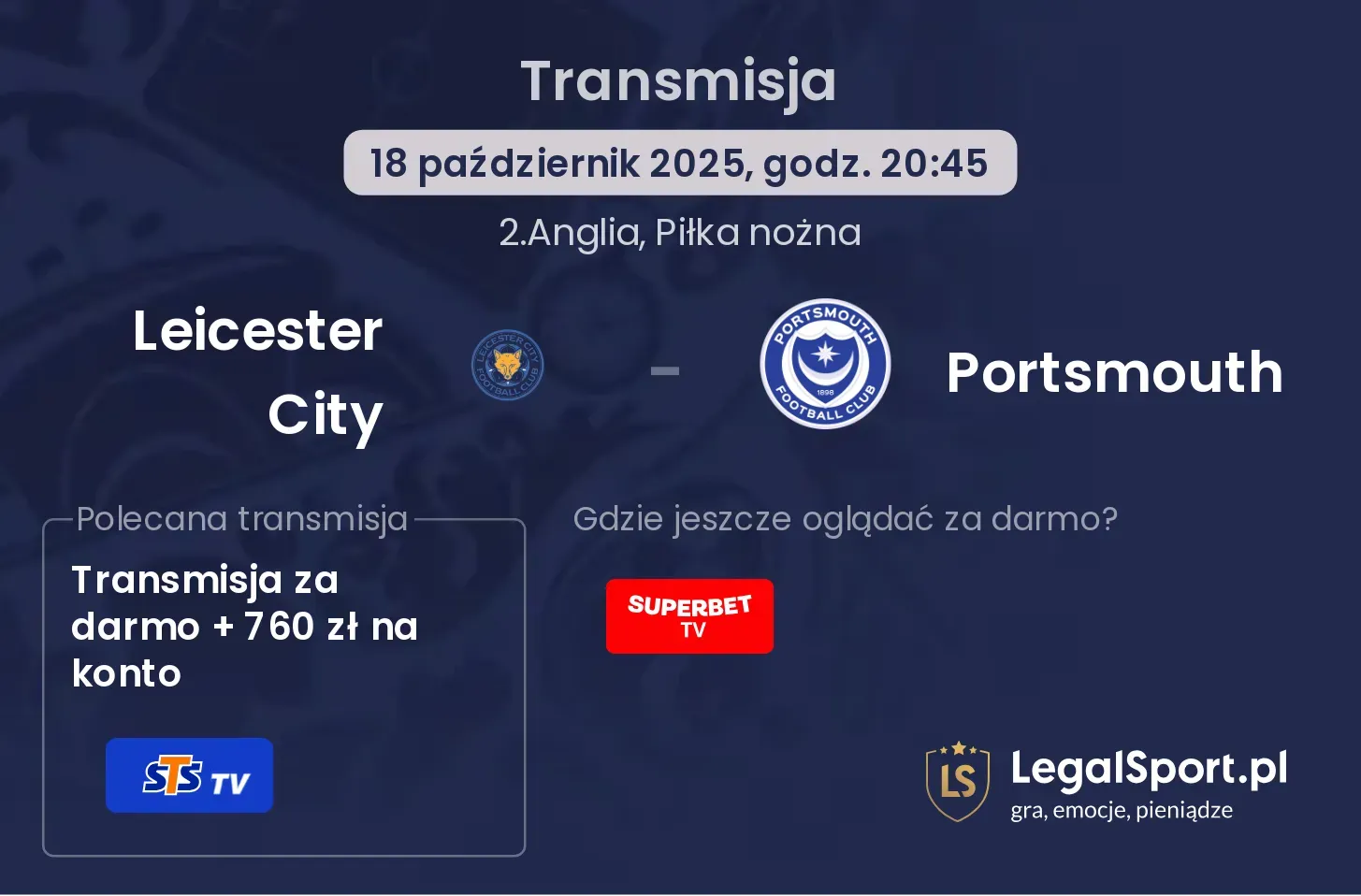 Leicester City - Portsmouth gdzie oglądać?