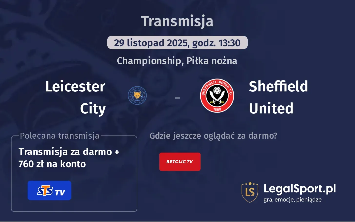 Leicester City - Sheffield United Transmisje