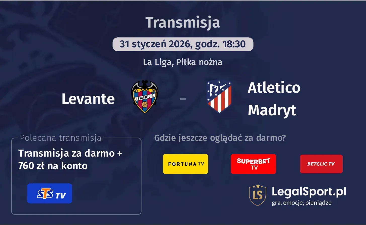 Levante - Atletico Madryt Transmisje