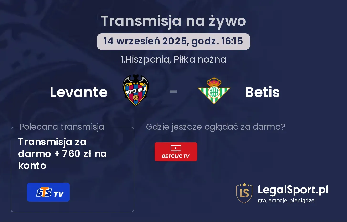 Levante - Betis transmisja na żywo