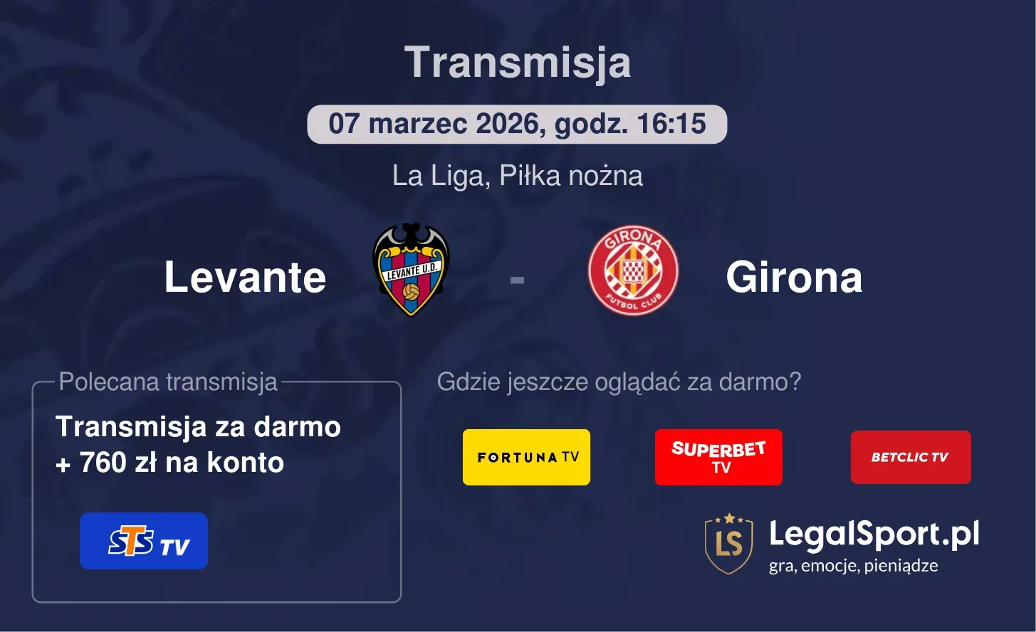 Levante - Girona Transmisje