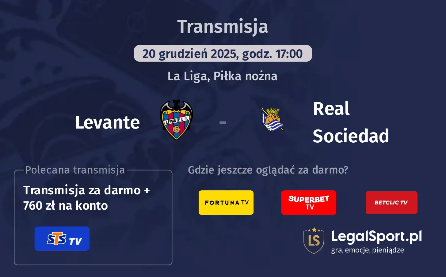 Levante - Real Sociedad Transmisje