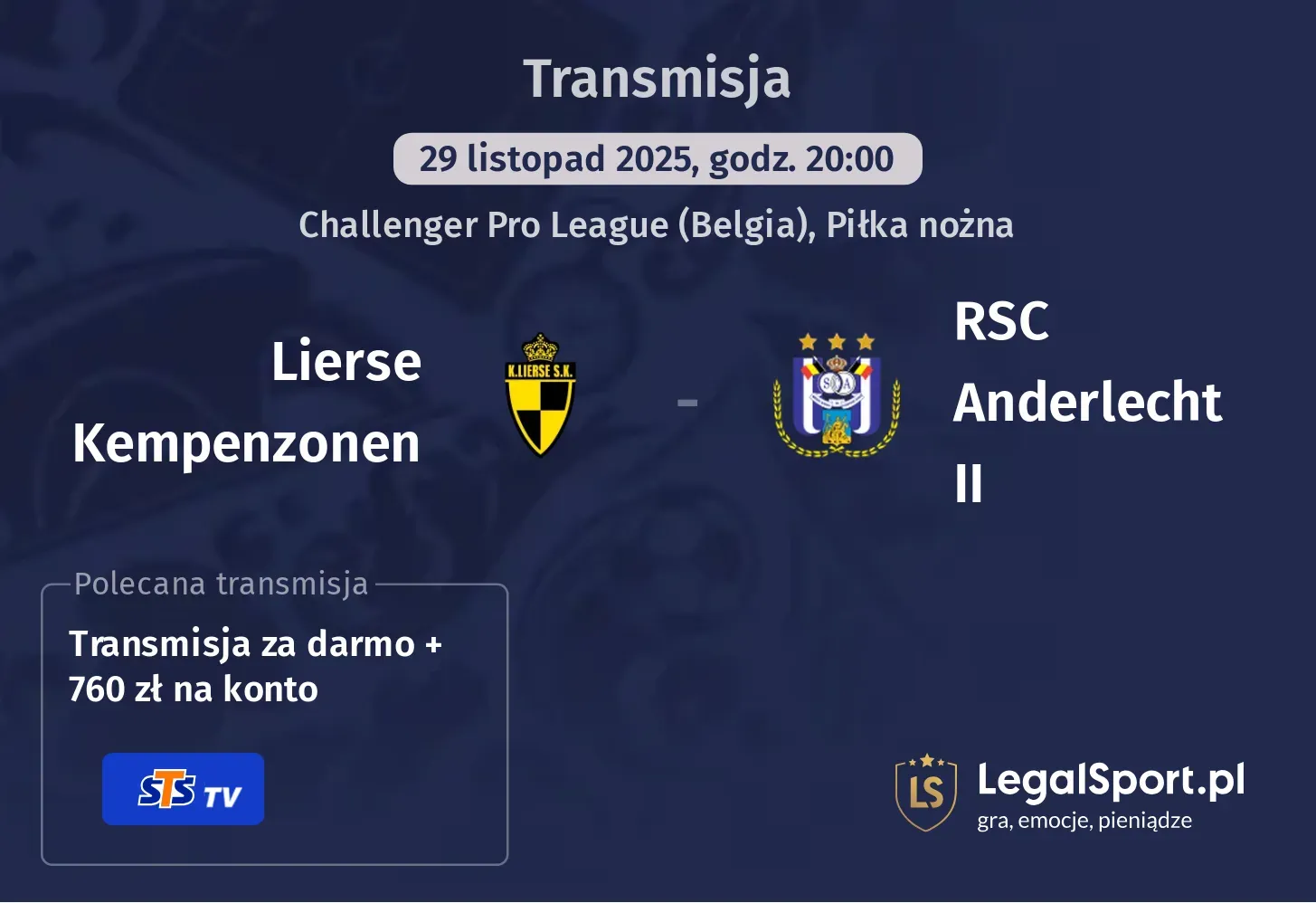 Lierse Kempenzonen - RSC Anderlecht II Transmisje