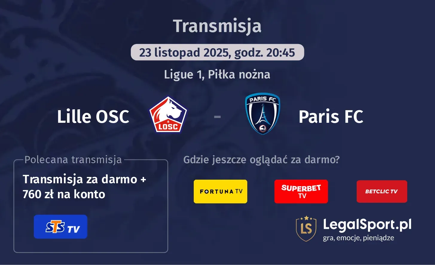 Lille OSC - Paris FC Transmisje