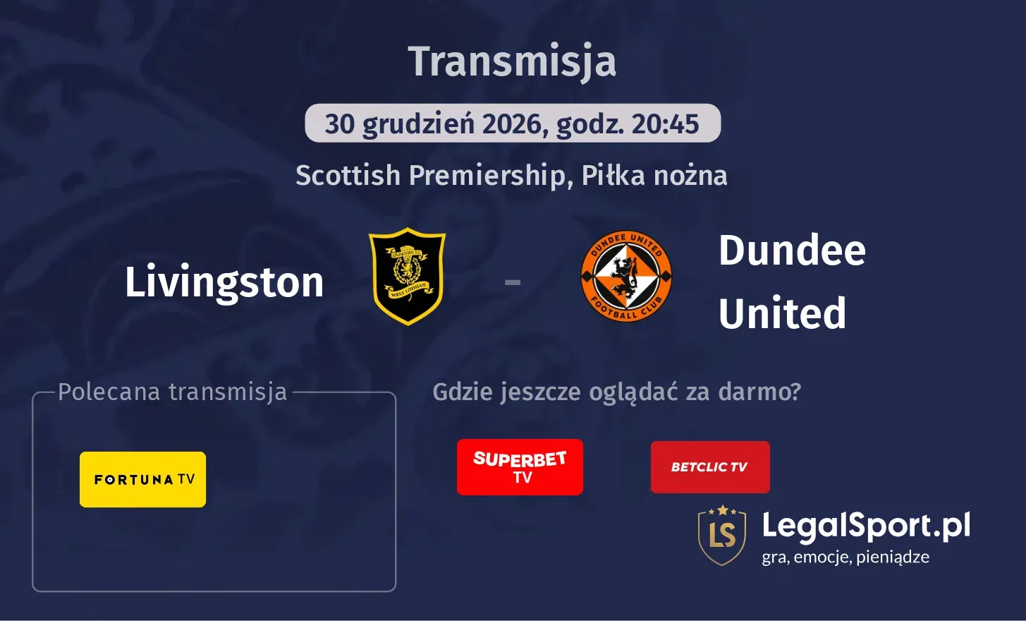 Livingston - Dundee United Transmisje