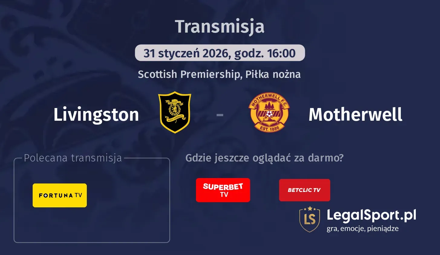 Livingston - Motherwell Transmisje