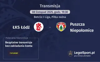 ŁKS Łódź - Puszcza Niepołomice gdzie oglądać? (08.11)