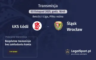 ŁKS Łódź - Śląsk Wrocław gdzie oglądać? (03.11)