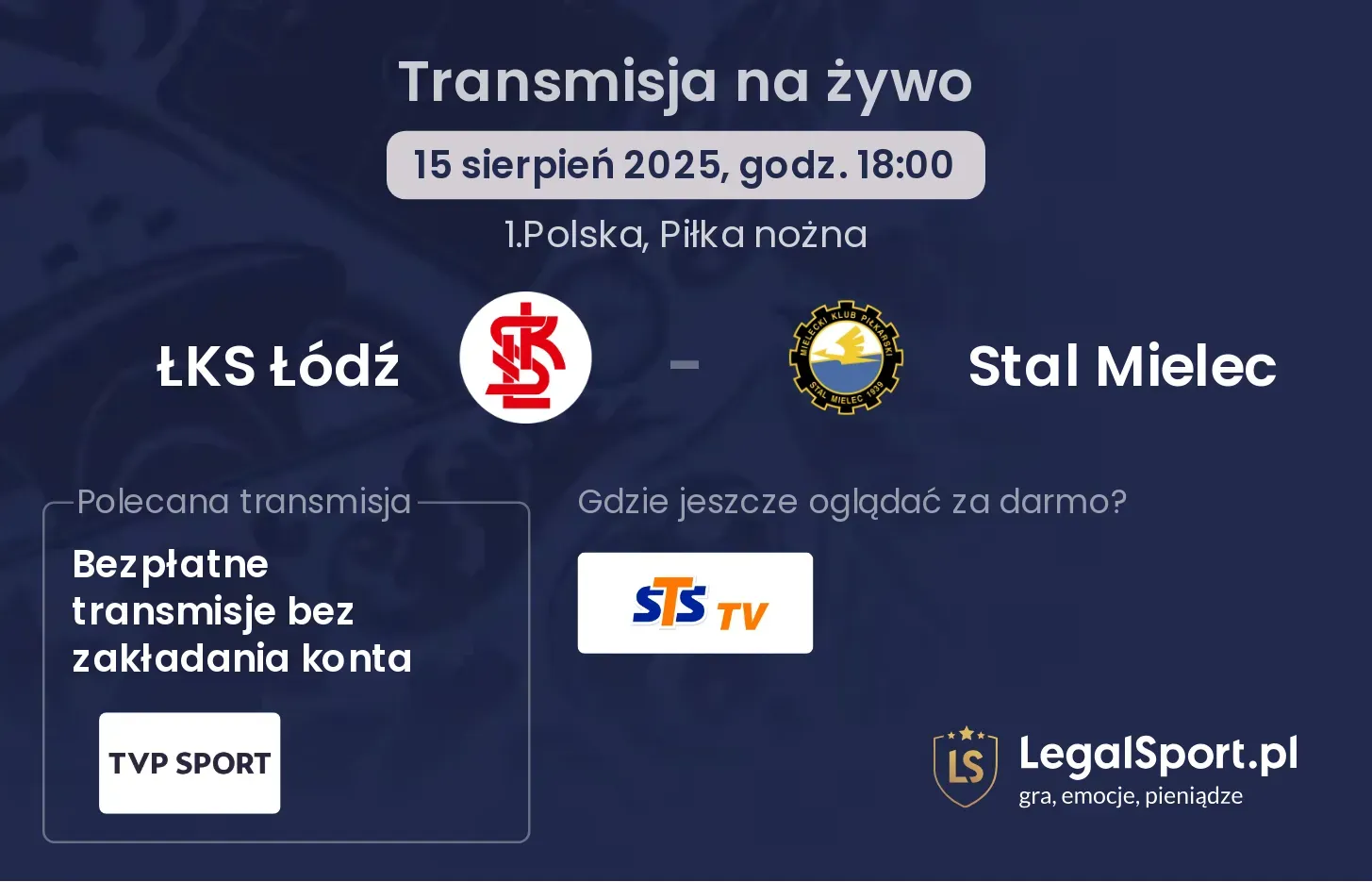 ŁKS Łódź - Stal Mielec transmisja na żywo